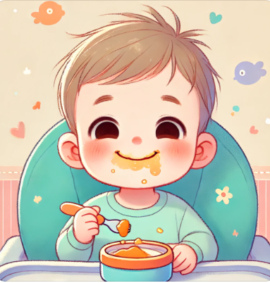 유아식을 먹고 있는 아이 관련 사진