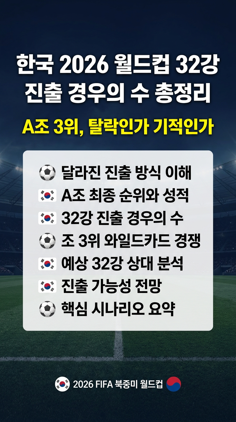 월드컵 조별순위, 한국 32강 경우의 수, 진출 가능성, 기준, 32강 경기 상대 예측, 전망