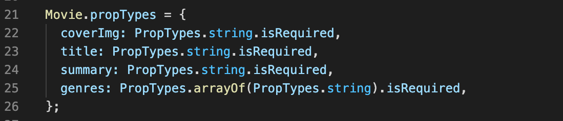 This is Setting the Movie Component's propTypes