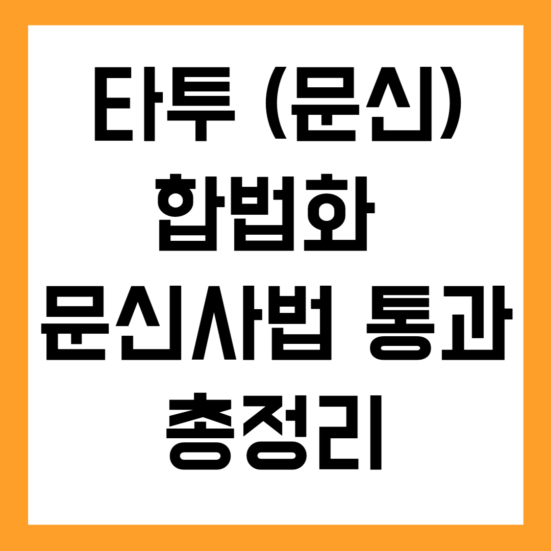 타투 (문신) 합법화 문신사법 통과 총정리
