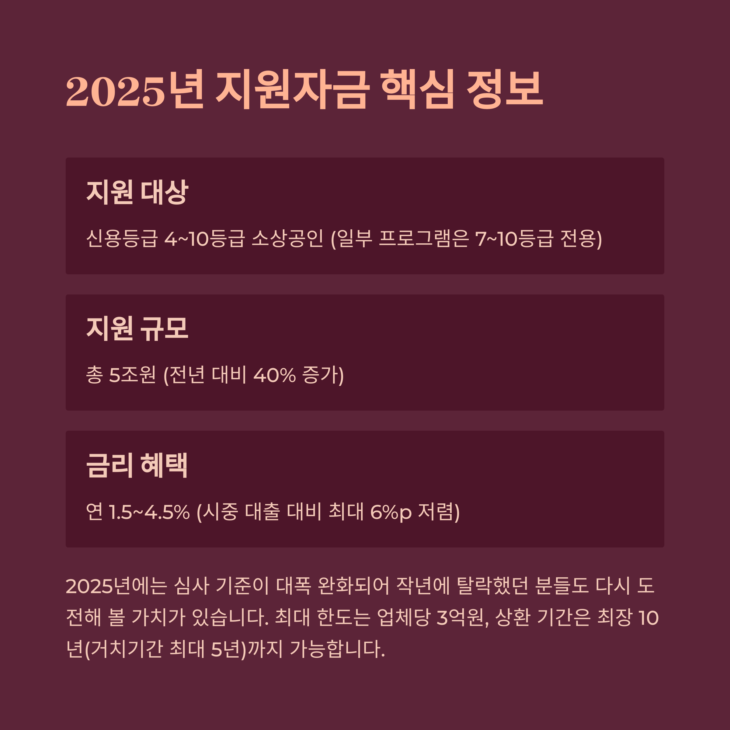 2025년 중저신용자 정책자금