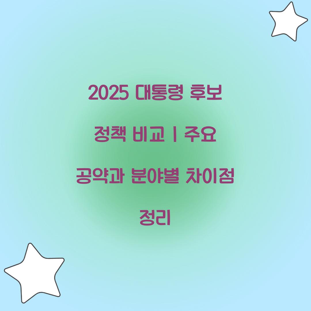 2025 대통령 후보 정책 비교