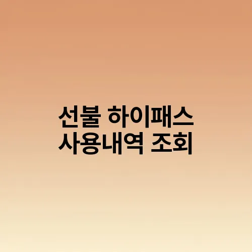 선불 하이패스 사용내역 조회