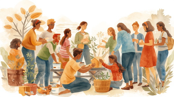 ESFJ는 타인의 필요를 민감하게 감지하고, 공동체 안에서의 조화와 실용적 도움을 통해 가치를 느끼는 유형입니다에 관한 그림