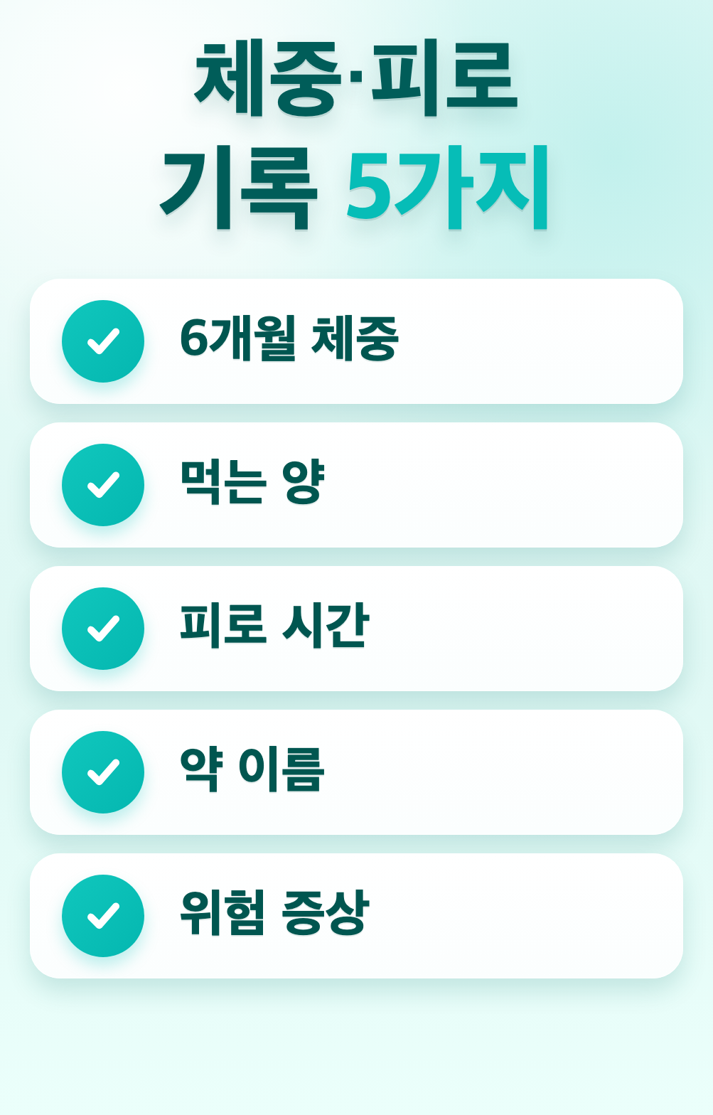 체중, 피로 시간, 식사량을 적는 진료 전 메모