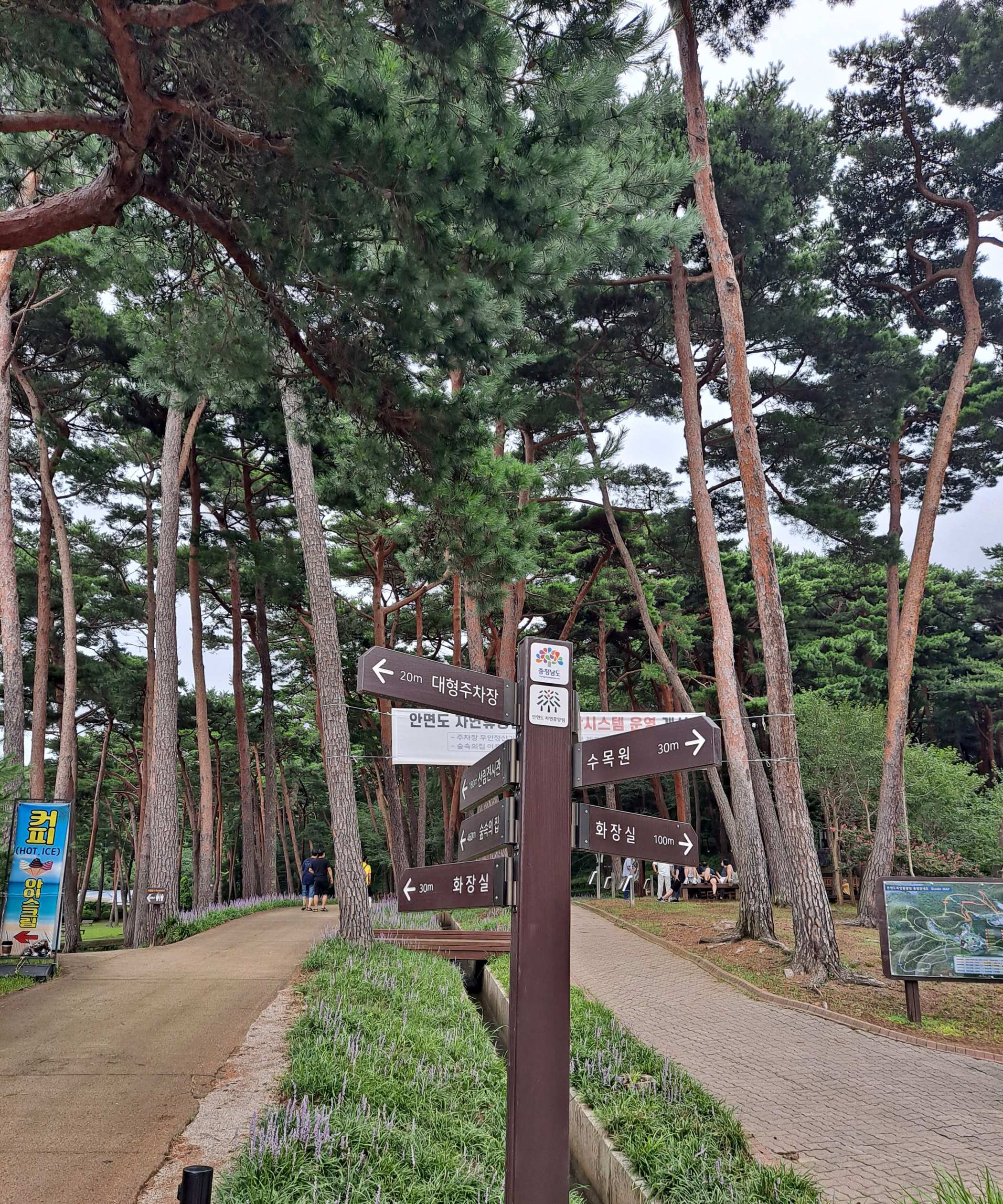 휴양림초입 이정표