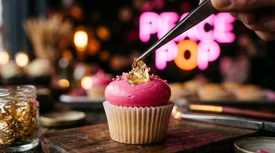pink gold cupcake