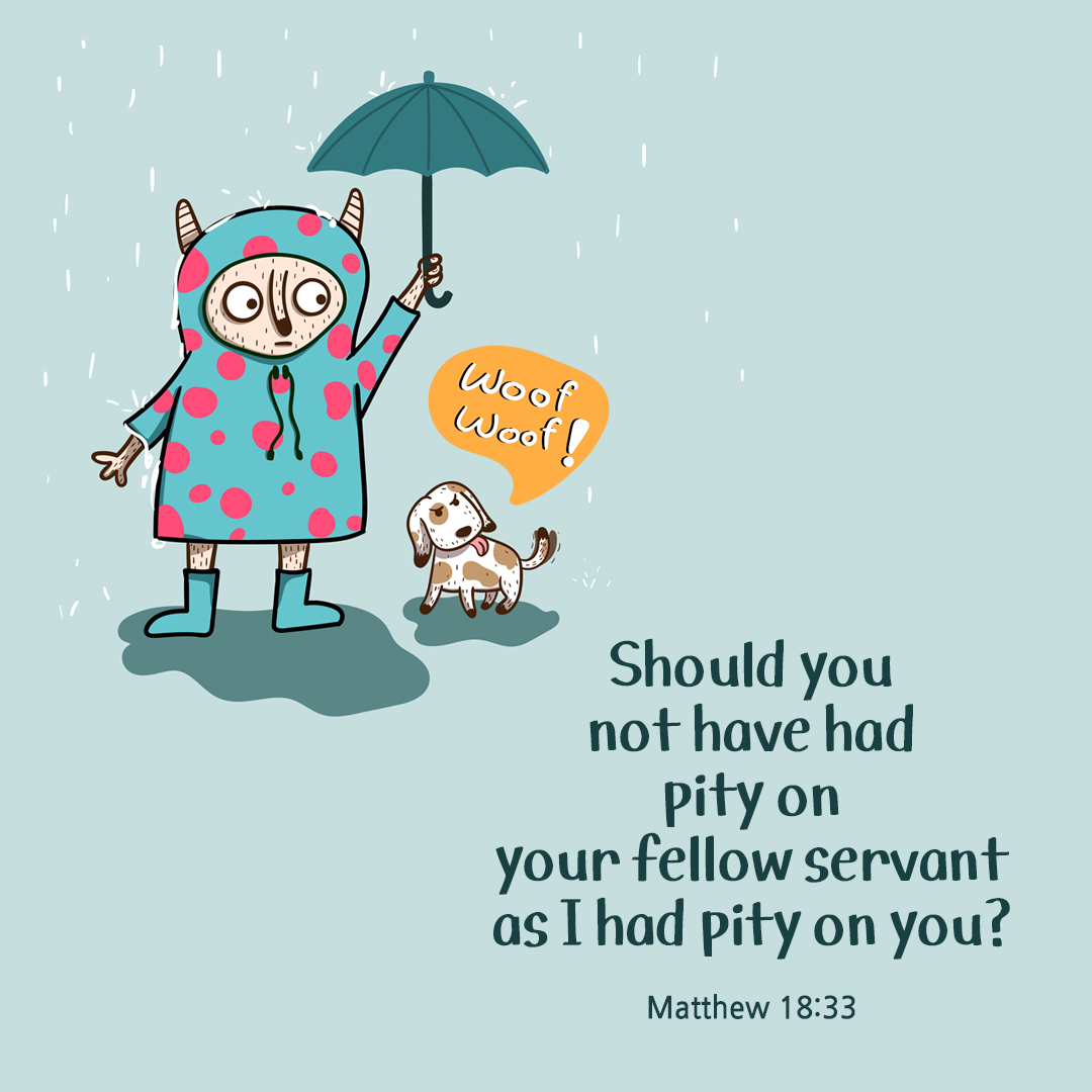 Should you not have had pity on your fellow servant, as I had pity on you? (Matthew 18:33)