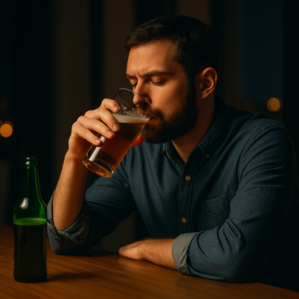 저녁 늦게 술먹는 남자 사진