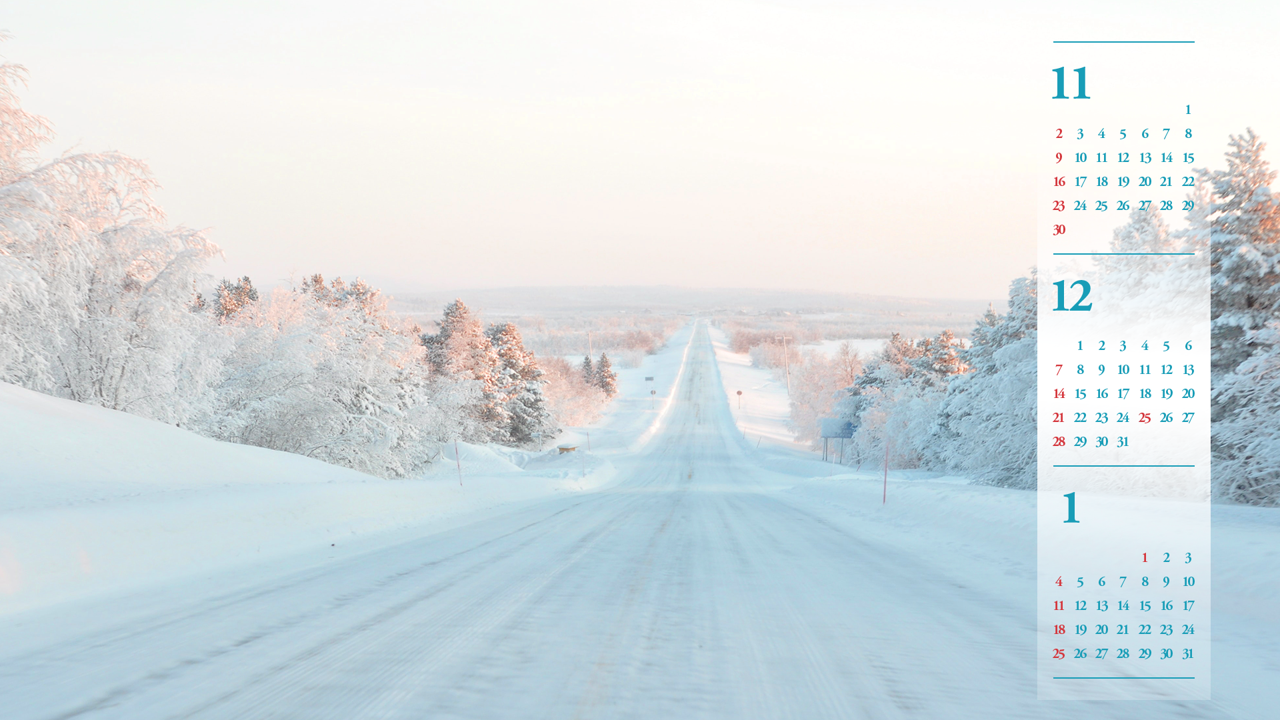 12 눈 덮인 도로 B - 2025년12월 노트북배경화면