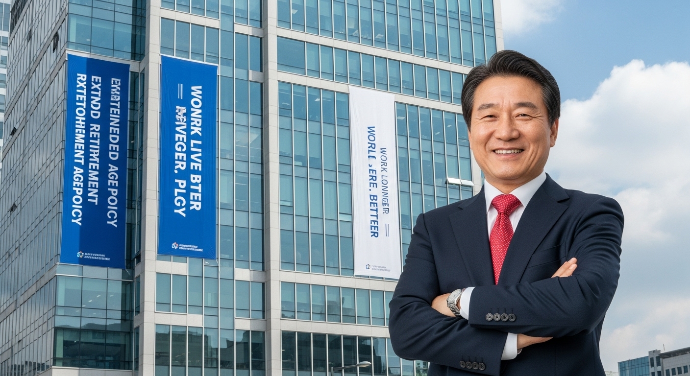 정년연장으로 행복해하는 나이든 남자