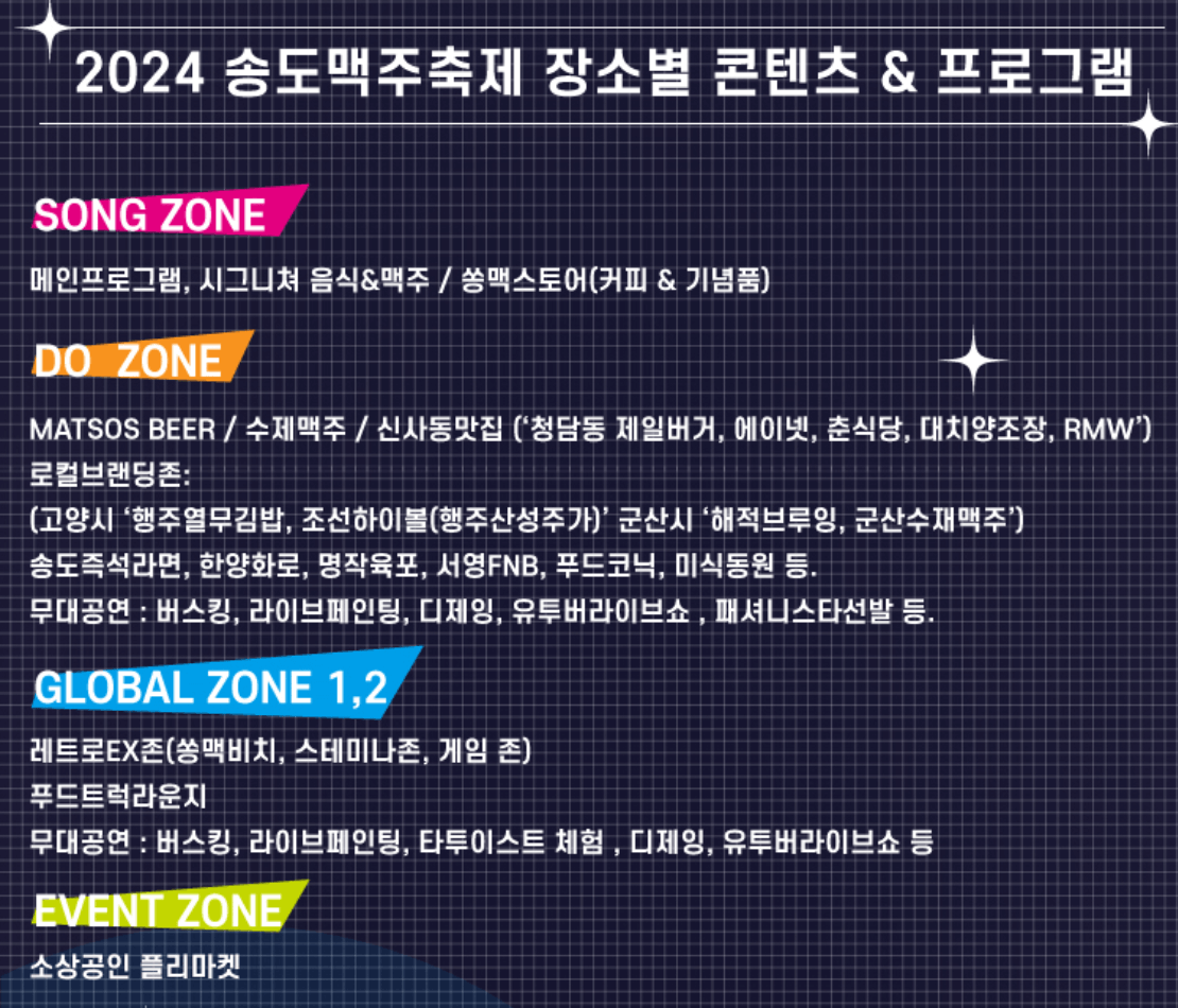 2024 송도 맥주축제 장소별 먹거리 정보