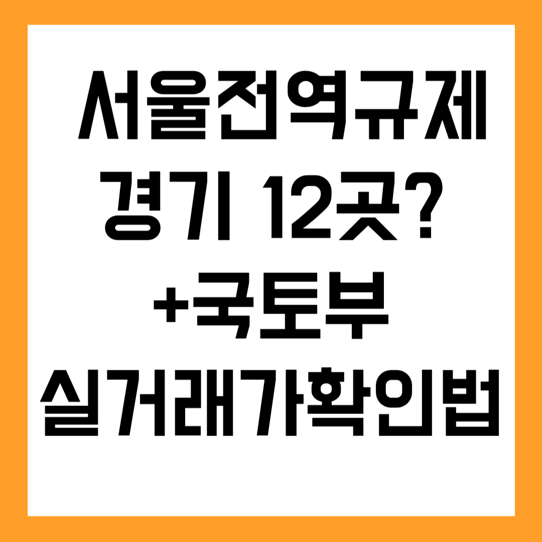 서울 전역 규제지역 지정! 경기 12곳(+국토부실거래가확인법)