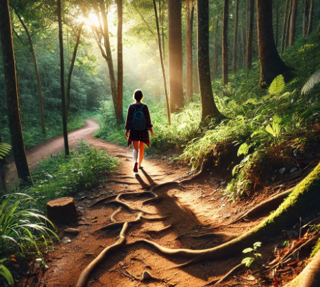 맨발걷기하는 모습