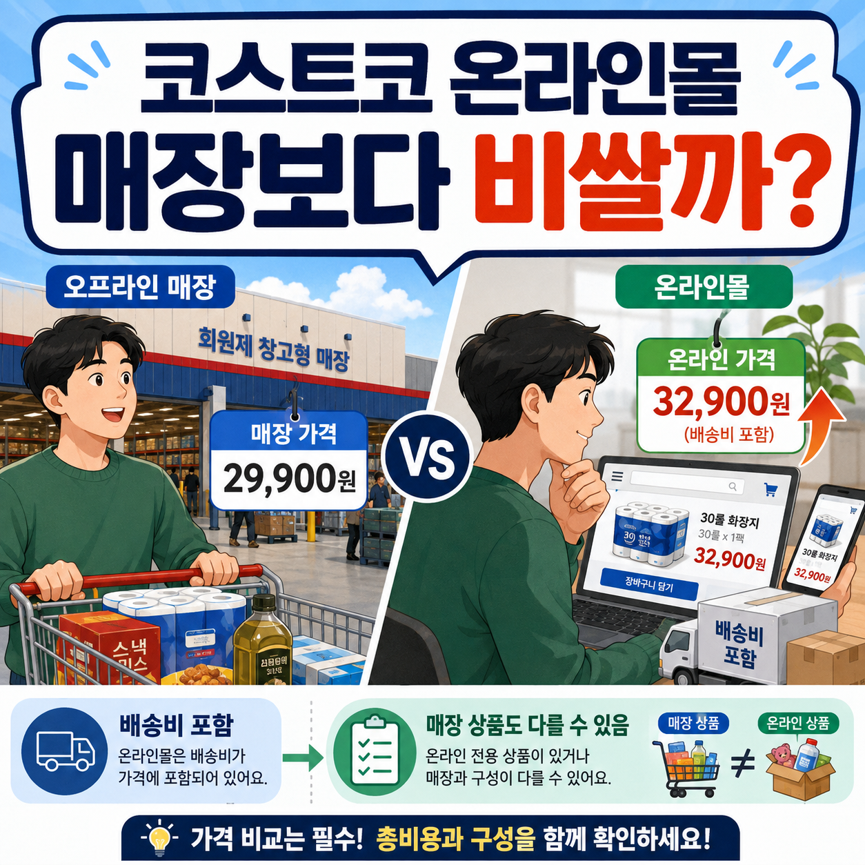 코스트코 온라인몰 매장보다 비쌀까? 가격 다른 이유는 배송비 포함, 매장 상품도 다르다