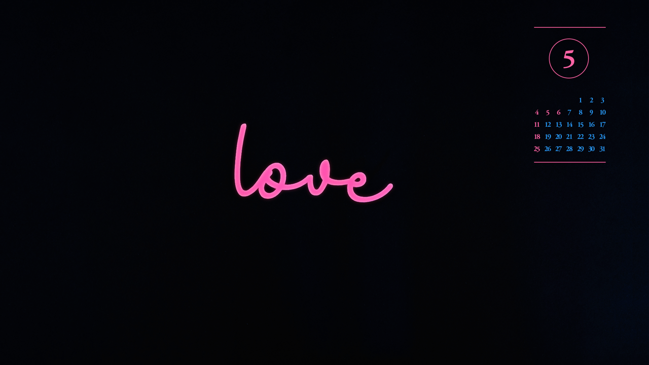 06 Love 검정배경 A - 2025년5월 노트북배경화면