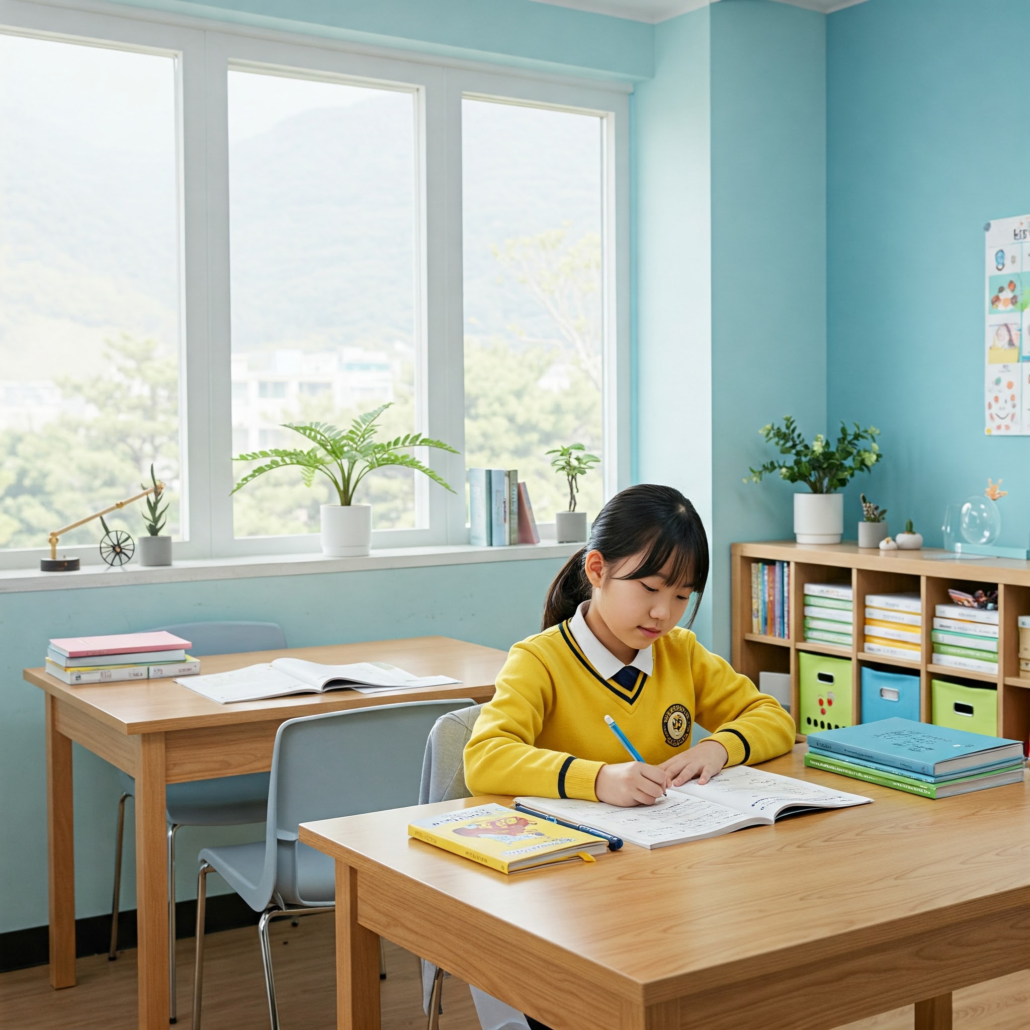 성적향상을 위해 자기주도학습 중인 초등학생