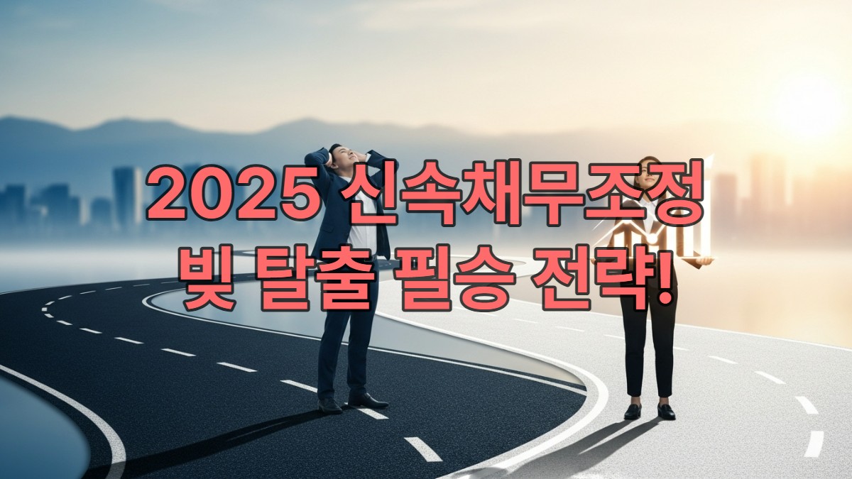 빚의 굴레에서 벗어나 밝은 미래로 나아가는 사람의 모습. 신속채무조정을 통해 경제적 자유를 얻고 희망찬 재기를 시작하는 상징적인 이미지.