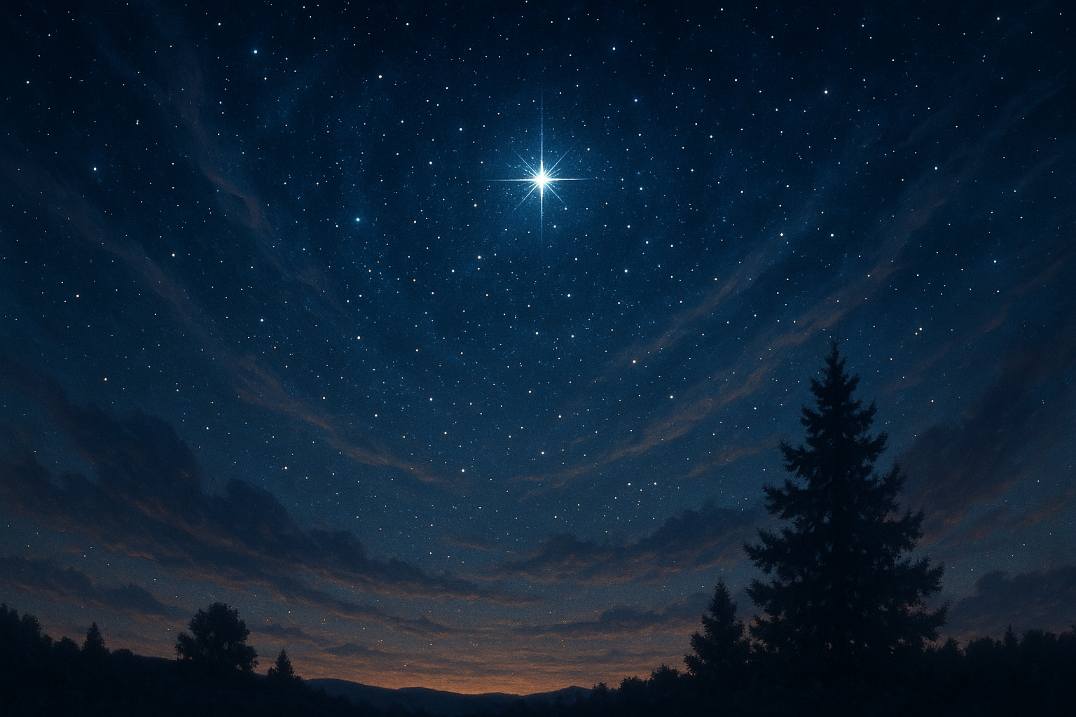 북극성이 빛나는 밤하늘