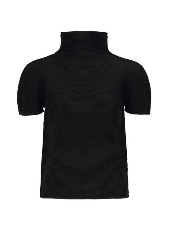 미 이세이미야케 STRETCH PLEATS BASIC 베이직 하이넥 반팔탑 FK205