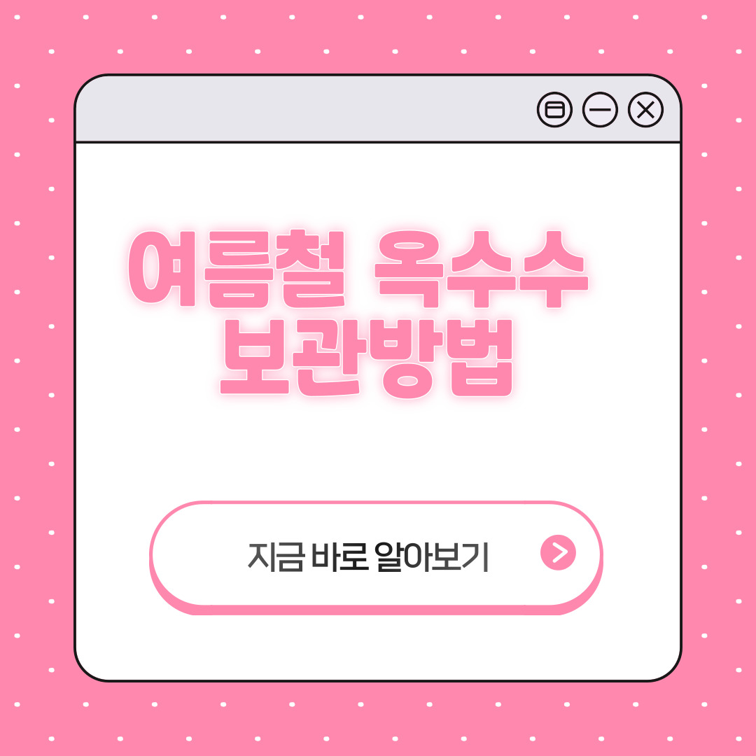 옥수수 보관방법