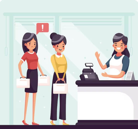 계산하고 있는 손님과 사장님