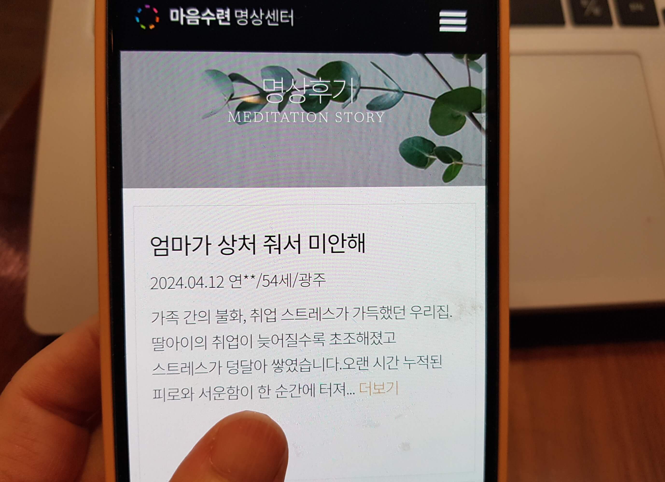마음수련 홈페이지 빼기명상 실제 이용자 후기