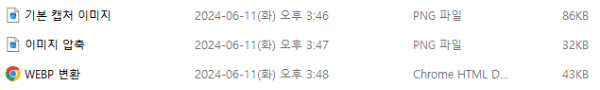 이미지 별 데이터 비교