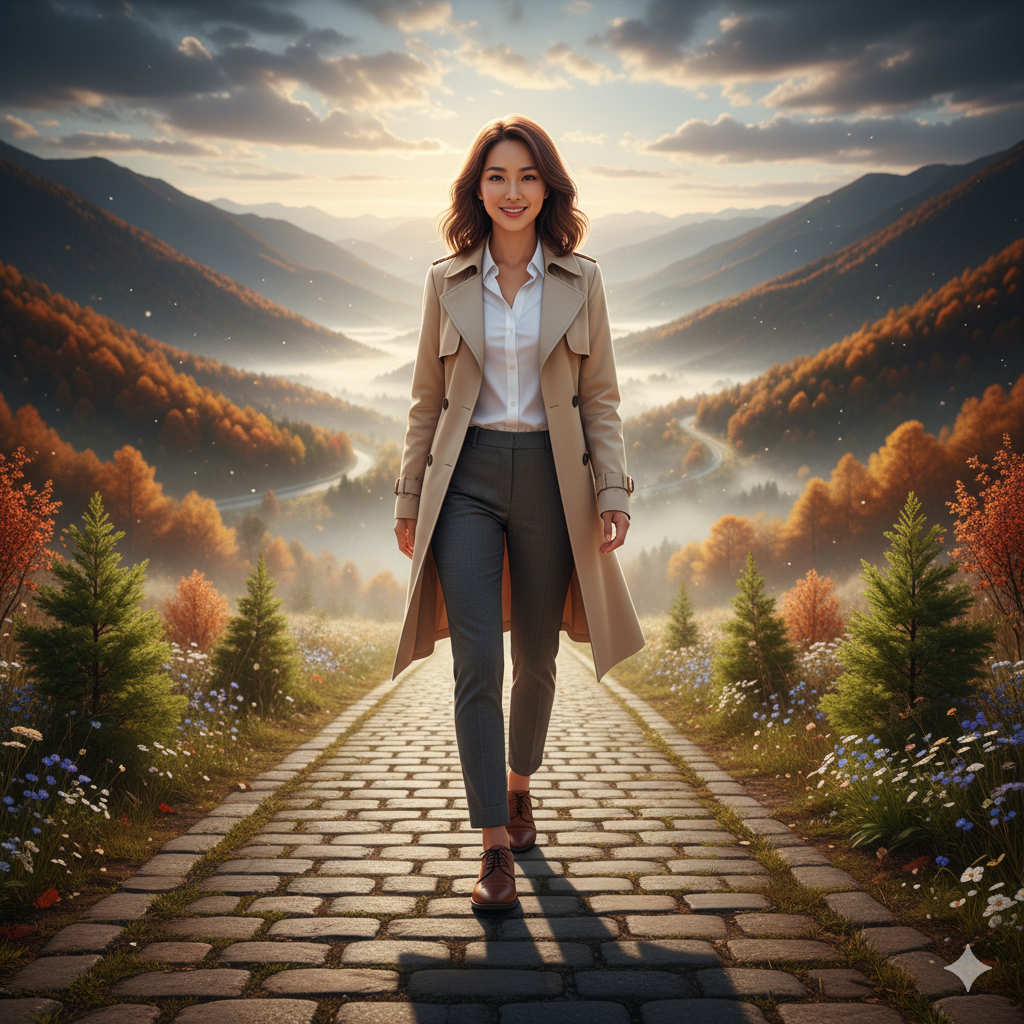 햇살이 비추는 길 위, 새로운 시작을 향해 내딛는 첫 발걸음