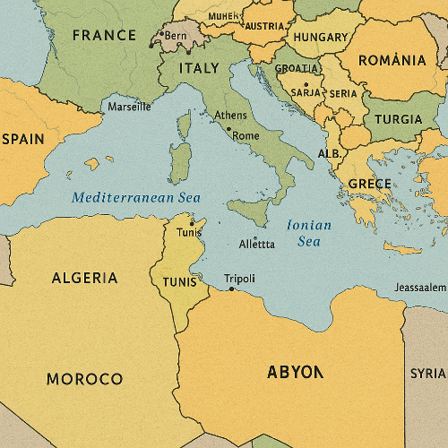 지중해 주변 국가들의 지도