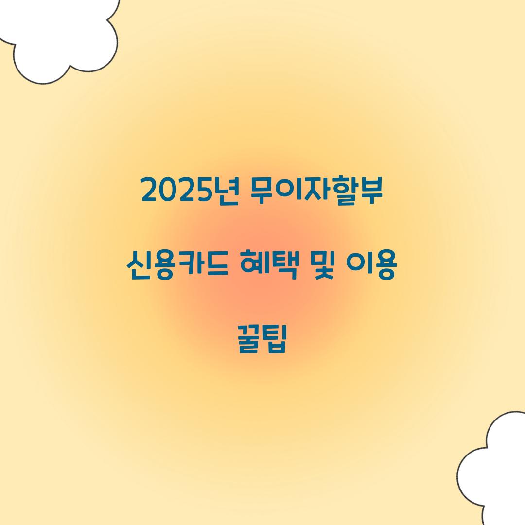 2025년 무이자할부 신용카드