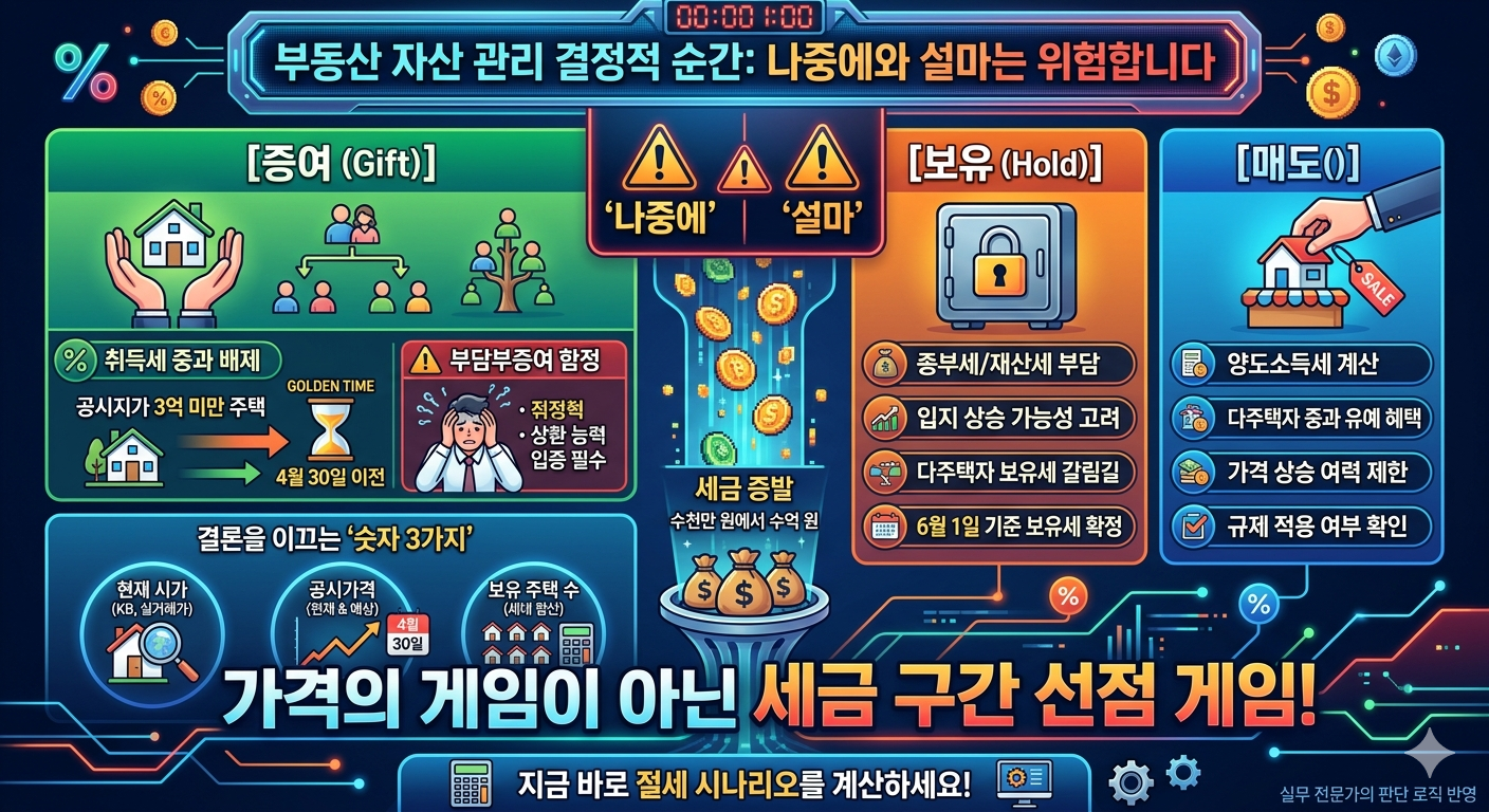 증여 vs 보유 vs 매도 : 4월 30일과 6월 1일 사이 공시지가 2.9억 주택 반전!!