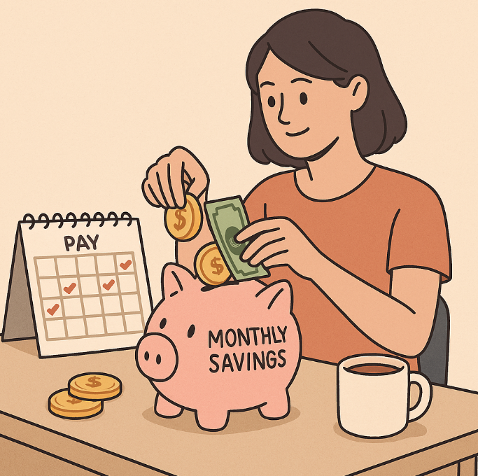 저금통에 저금하는 여성 이미지