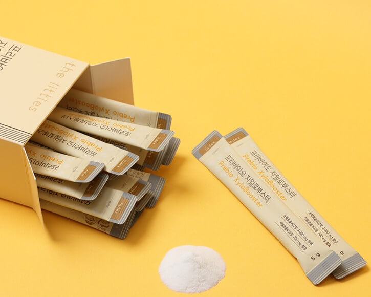 프리바이오-자일로부스터-낱개가-흩어져-있습니다.