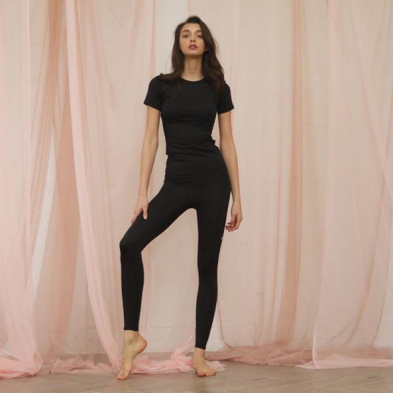 DEVIWEAR 여성 요가복 블랙 필라테스 레깅스 9부 팬츠 DEVI-B0023