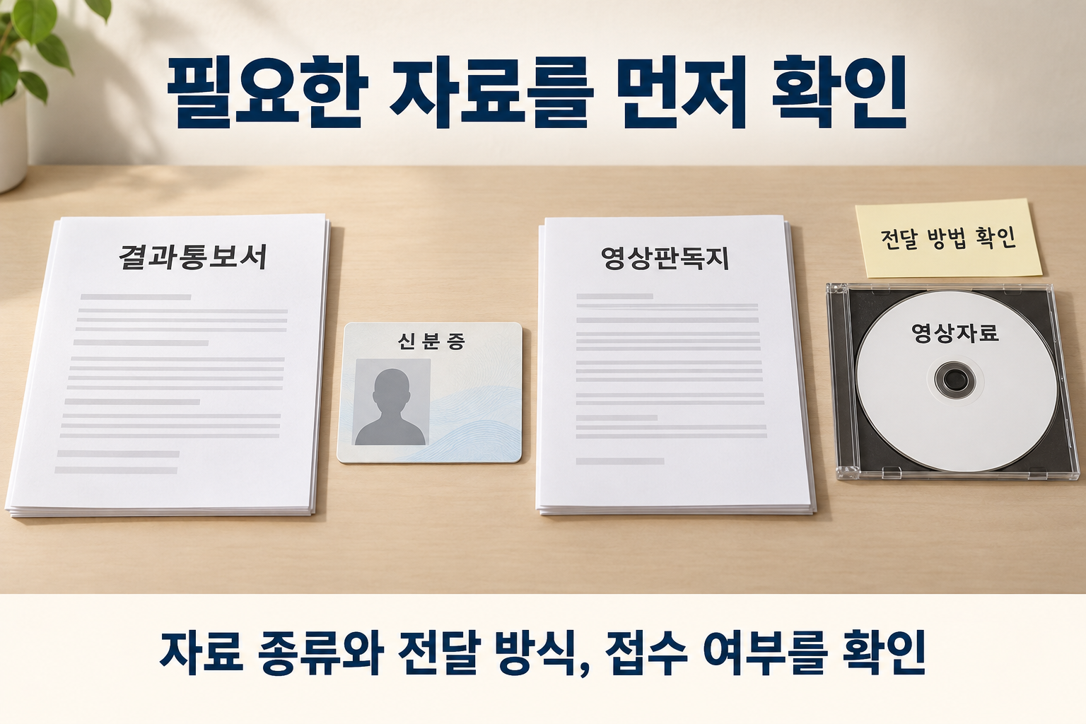 결과지와 판독지&middot;영상자료를 구별해 묶은 방문 준비물