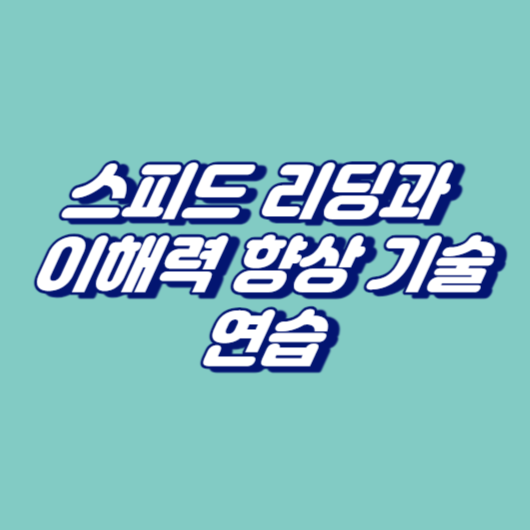스피드 리딩과 이해력 향상 기술 연습