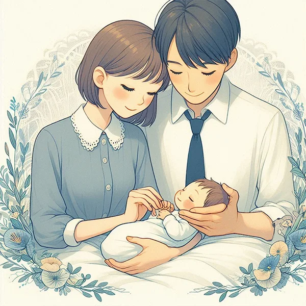신생아를 돌보는 부모의 모습