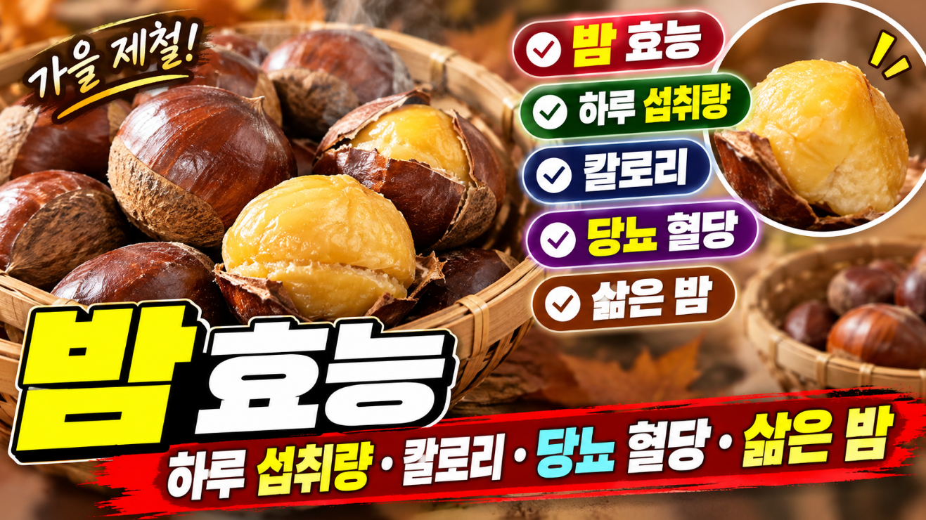 밤 효능｜하루 섭취량&middot;칼로리&middot;당뇨 혈당&middot;삶은 밤