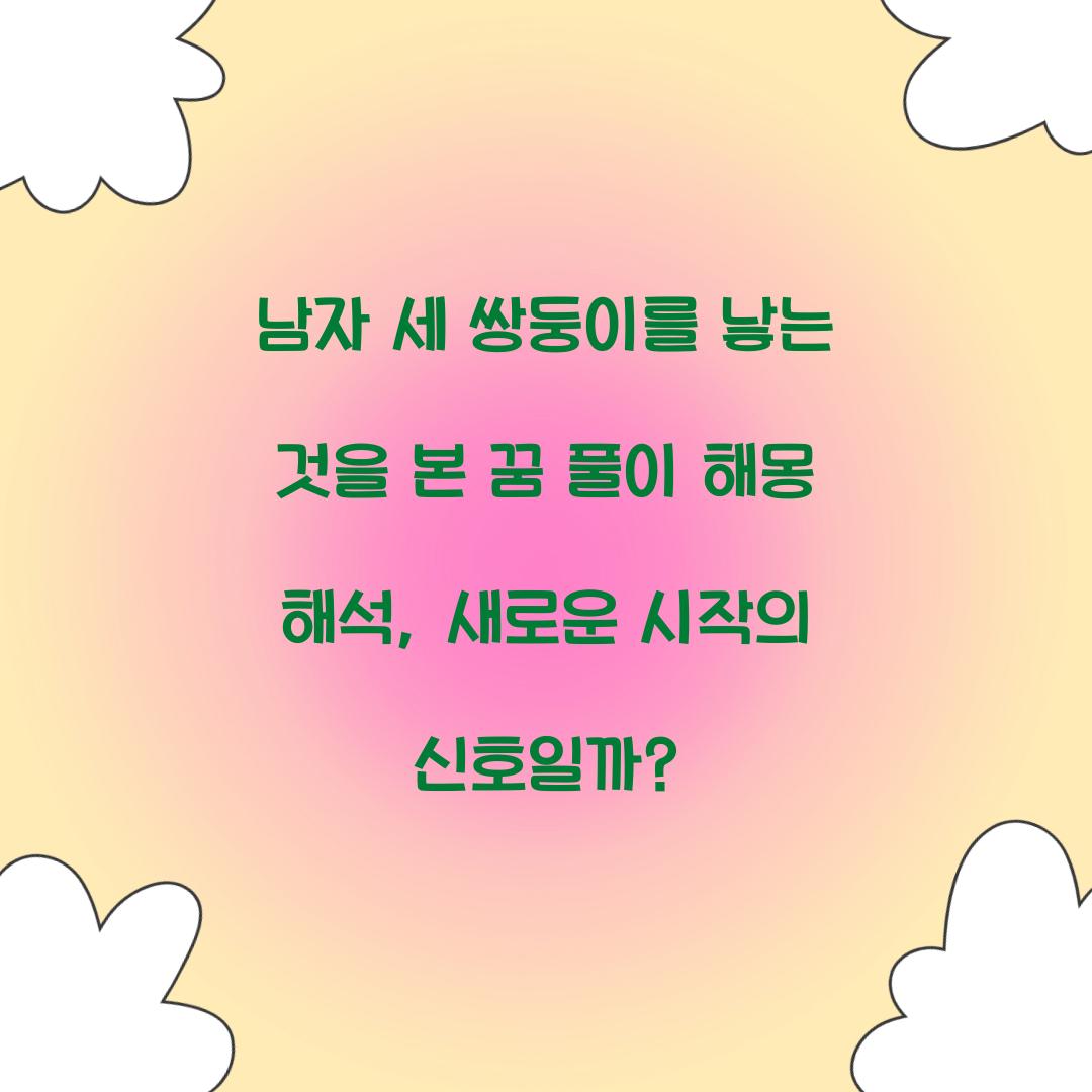 남자 세 쌍둥이를 낳는 것을 본 꿈 풀이 해몽 해석