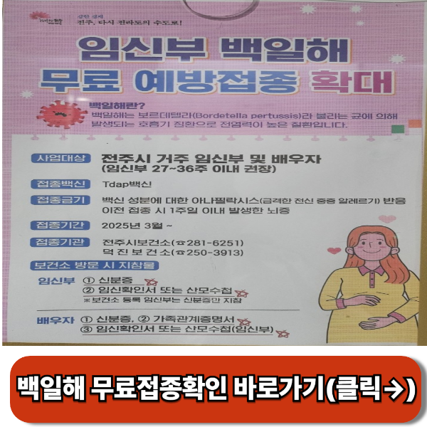 임산부 무료예방접종 안내문