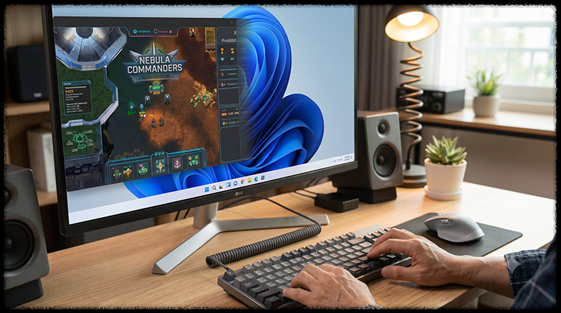 Windows 키와 방향키로 화면 밖 프로그램 창을 다시 모니터 안으로 가져오는 모습