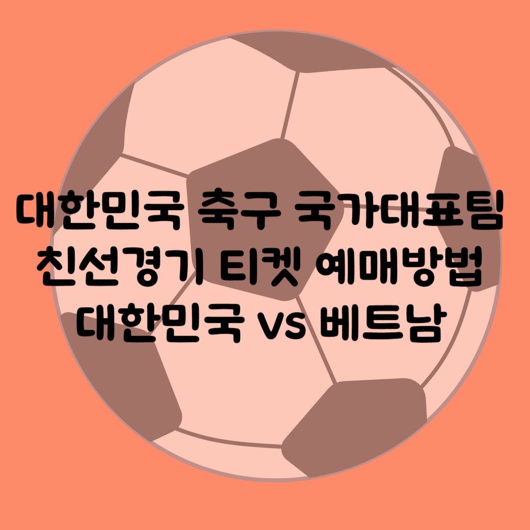 대한민국 축구 국가대표팀 친성경기 티켓 예매방법 대한민국 vs 베트남