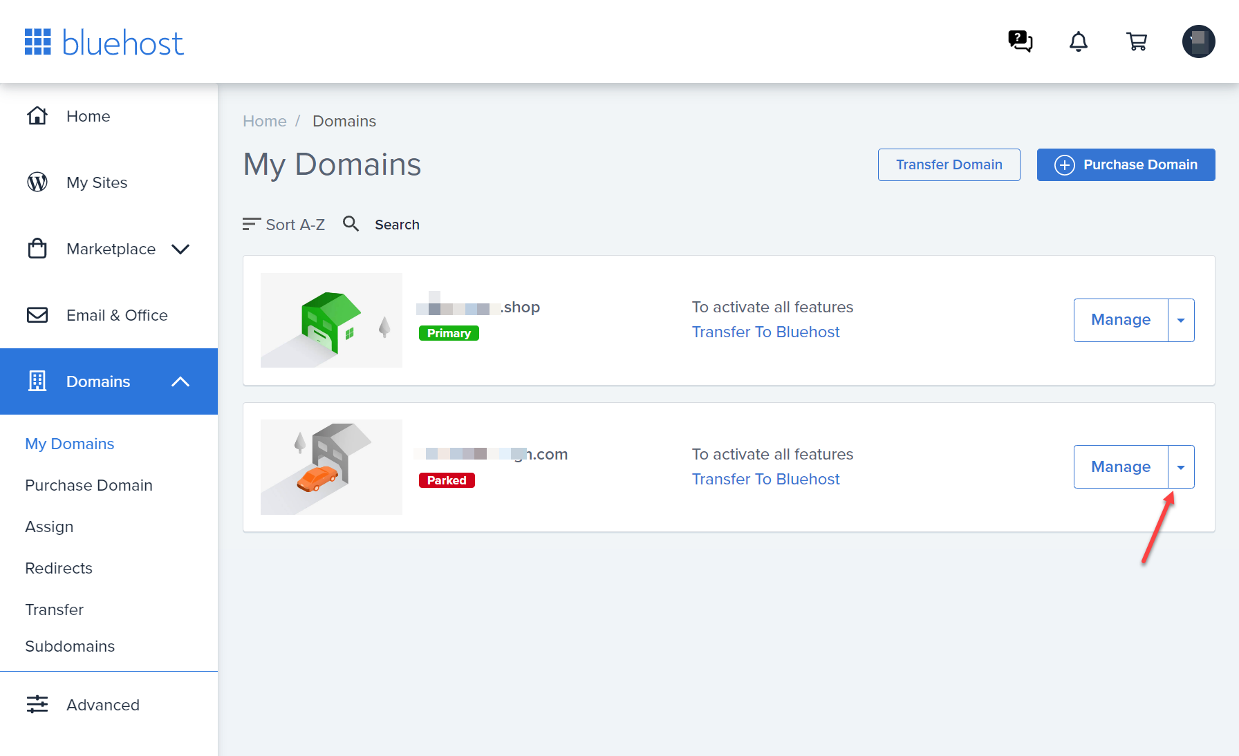도메인 파킹 해제하기