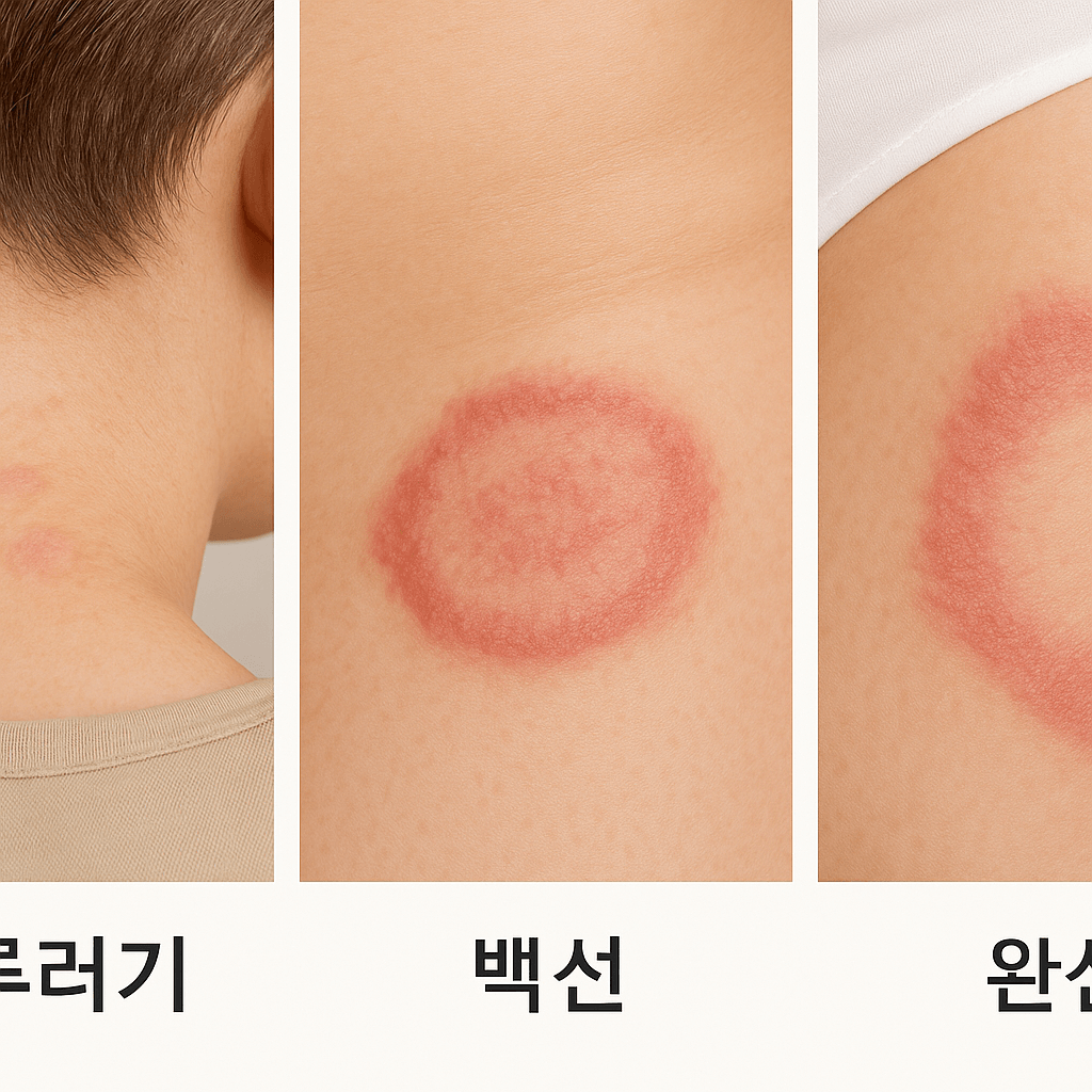 어루러기,백선,완선 증상 비교 이미지