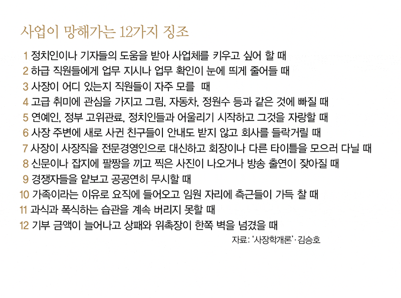 기업이 망하는 지름길