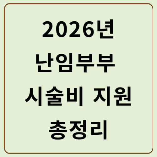 2026년 난임부부 시술비 지원 총정리