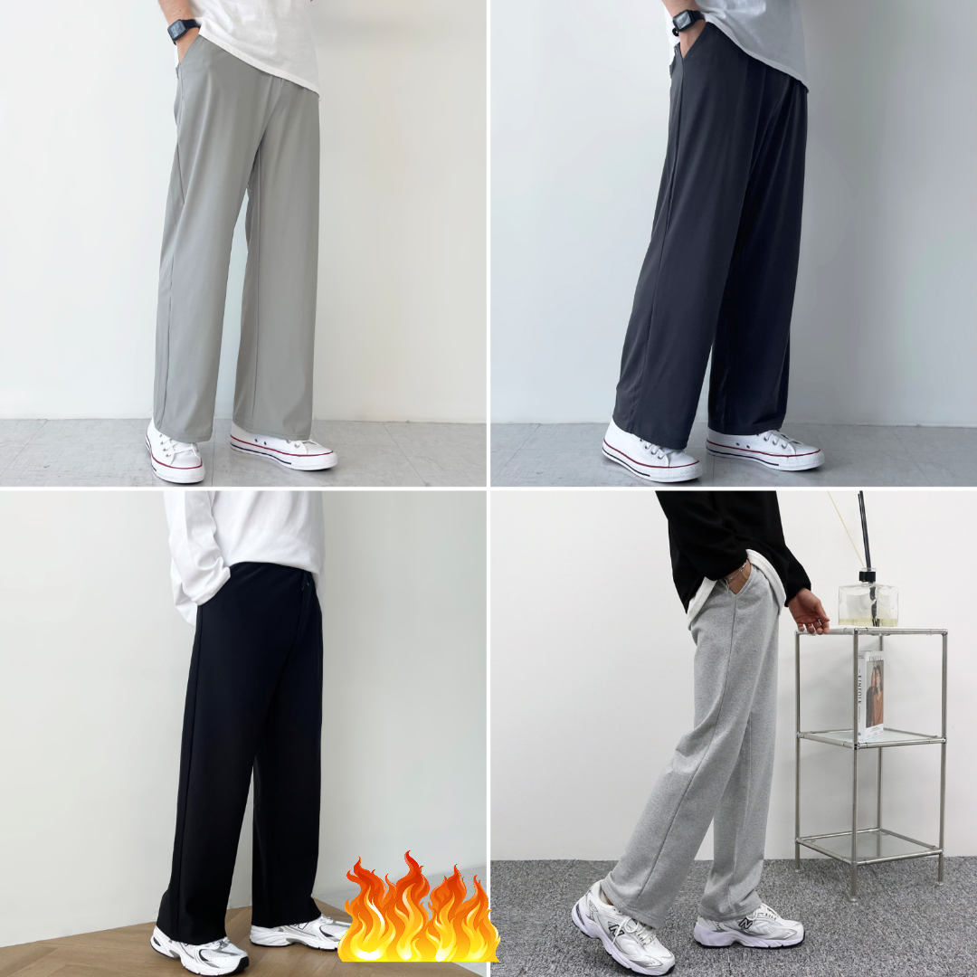 남자와이드팬츠 남자겨울바지 남성기모바지 통바지 밴딩 트레이닝 스판 일자