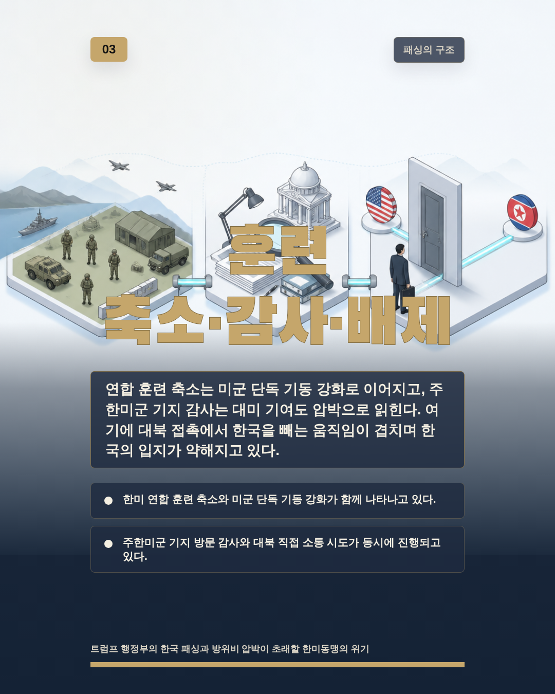 훈련 축소&middot;감사&middot;배제