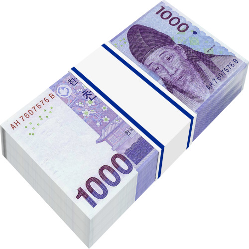 천원짜리 지폐 그린 사진_